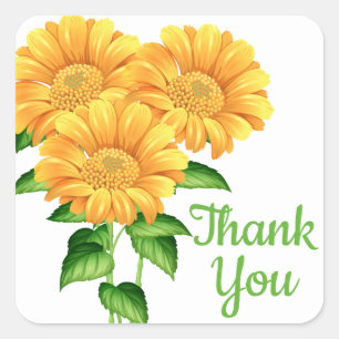 Sticker Carré Tournesol Fleurs de remerciement Floral Mariage Ca