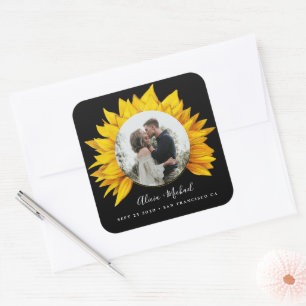 Sticker Carré Tournesol photo mariage rustique enregistrer la da