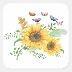 Sticker Carré tournesol printemps