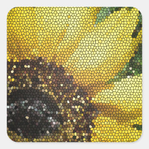 Sticker Carré Tournesol Printemps Fleur Jaune Mosaïque Florale