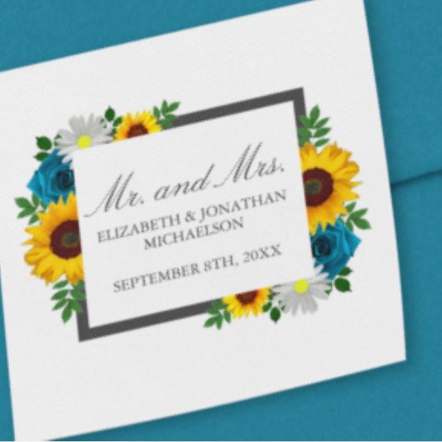 Sticker Carré Tournesol Rose Daisy Fleurs de mariage (Créateur téléchargé)