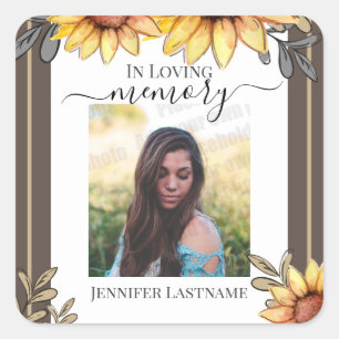 Sticker Carré Tournesol Simple Photo Funéraire Garde