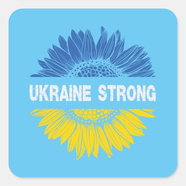 Sticker Carré Tournesol solide Ukraine (Devant)