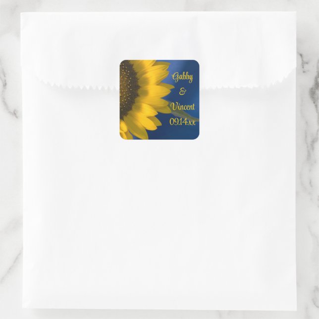 Sticker Carré Tournesol sur Mariage bleu (Sac)