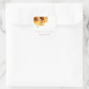 Sticker Carré Tournesols aquarelle romantiques