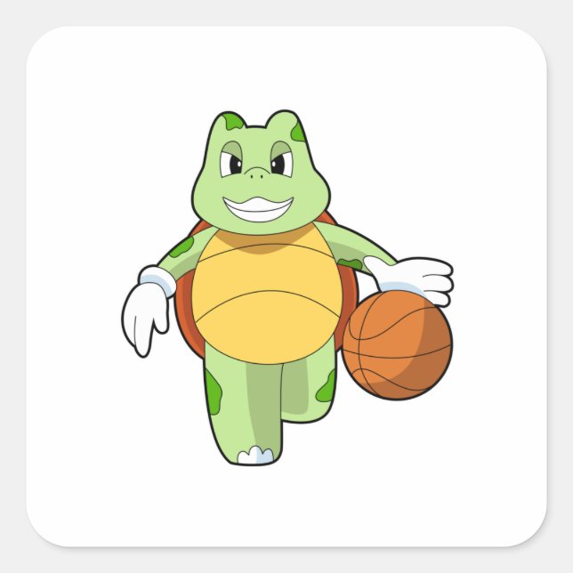 Sticker Carré Tourtle as basketball player with basketball.PNG (Devant)