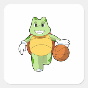 Sticker Carré Tourtle as basketball player with basketball.PNG