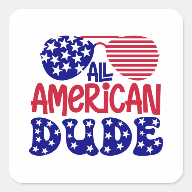 Sticker Carré Tous les mecs américains (Devant)