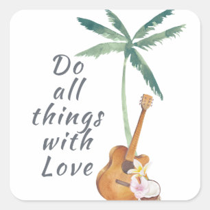 Sticker Carré Tous les Things With Love Tropical