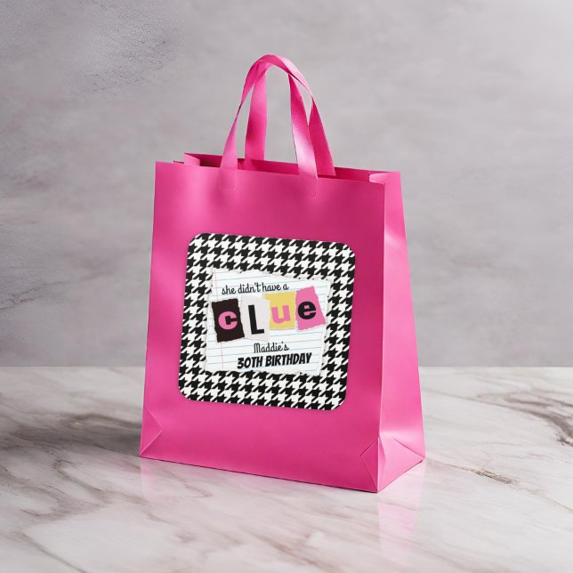 Sticker Carré TOUT âge 90s houndstooth fête d'anniversaire surpr (Créateur téléchargé)