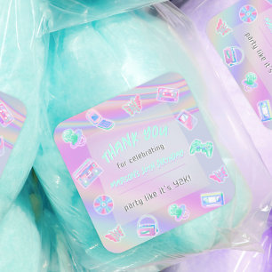 Sticker Carré TOUT AGE Y2K iridescendance rainbow fête d'anniver