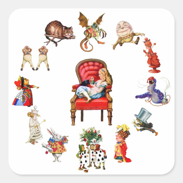 Sticker Carré Tout autour d'Alice au pays des merveilles (Devant)