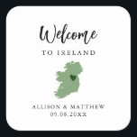 Sticker Carré Tout Color Ireland Mariage Welcome Bag ou boîte<br><div class="desc">sticker de bienvenue mariage week-end pour les invités à votre mariage, avec l'image de l'Irlande. Vous pouvez modifier les couleurs pour n'importe quelle partie de ce design, ainsi que déplacer le coeur à l'emplacement de votre mariage. Pour modifier les couleurs, cliquez sur personnaliser, puis sur "modifier à l'aide de l'outil...</div>