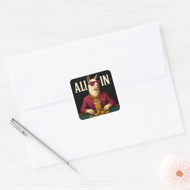 Sticker Carré TOUT DANS Crypto Bitcoin lamacrazylife - BTC crypt (Enveloppe)