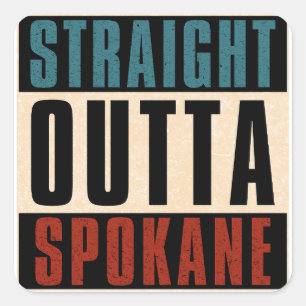 Sticker Carré Tout droit de Spokane Washington WA