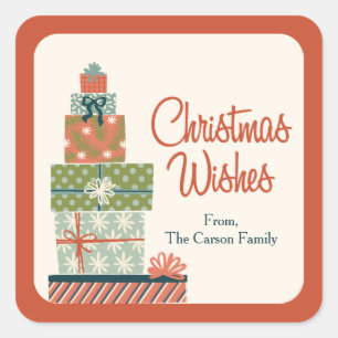 Sticker Carré Tout enveloppé cadeau de Noël