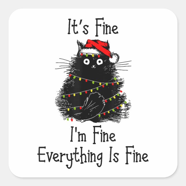 Sticker Carré Tout est fin Noël clair Noir (Devant)