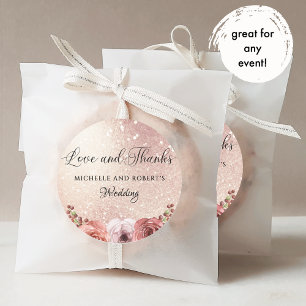 Sticker Carré Tout événement, Amour et Remerciements, Blush Rose