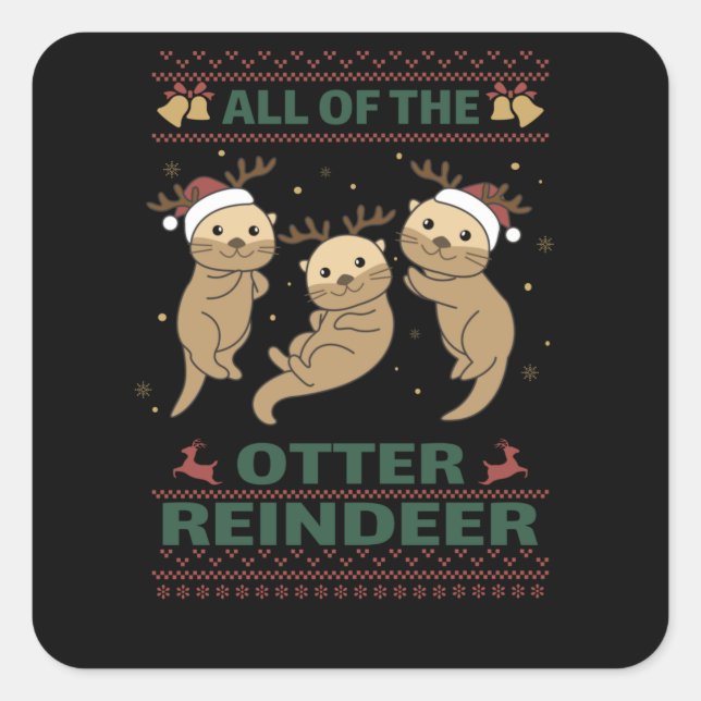 Sticker Carré Toute la Otter Reindeer Sweet noël Otter (Devant)