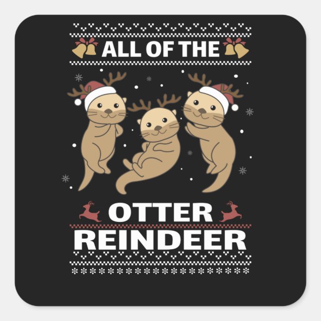 Sticker Carré Toute la Otter Reindeer Sweet noël Otter (Devant)