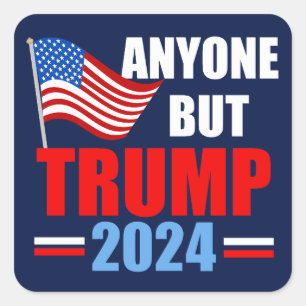Sticker Carré Toute personne sauf Trump 2024 Bleu politique drôl