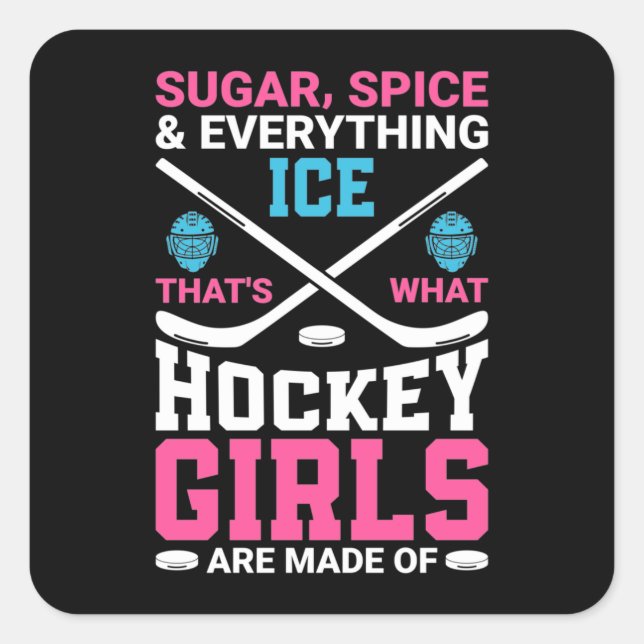Sticker Carré Toutes les filles de hockey sur glace (Devant)
