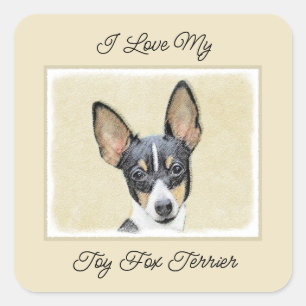 Sticker Carré Toy Fox Terrier Peinture - Cute Original Chien Art