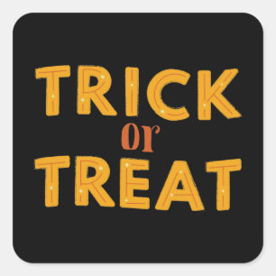 Sticker Carré Tracer ou traiter Halloween Éffrayant