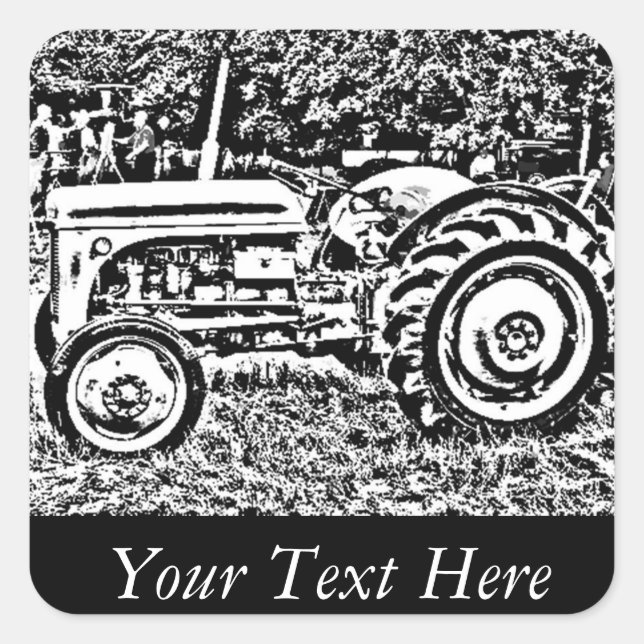 Sticker Carré tracteur vintage Gray massey fergison (Devant)