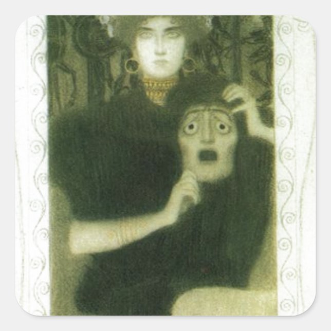 Sticker Carré Tragédie par Gustav Klimt (Devant)