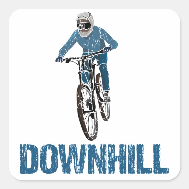Sticker Carré Trail Mountain Biker Downhill (Devant)