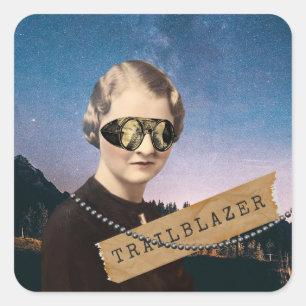 Sticker Carré Trailblazer vintage femme Night Sky Pop Art