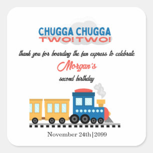 Sticker Carré Train de dessin coloré pour le 2e anniversaire