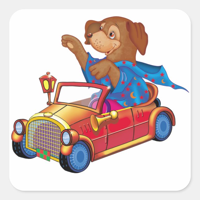 Sticker Carré train et voiture (Devant)