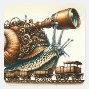 Sticker Carré Train Imaginaire Steampunk Snail