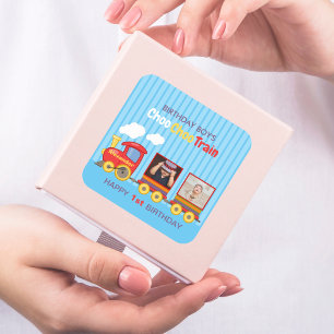 Sticker Carré Train Jouet Toddler Boy Birthday Blue