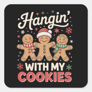 Sticker Carré Traîner avec mes cookies en pain d'épices Noël Pro