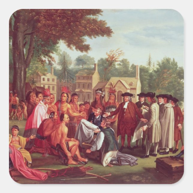Sticker Carré Traité de William Penn avec les Indiens en 1683 (Devant)