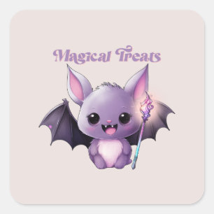 Sticker Carré Traitements magiques avec Bats mignons
