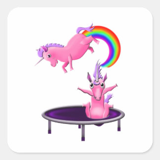 Sticker Carré trampoline licorne