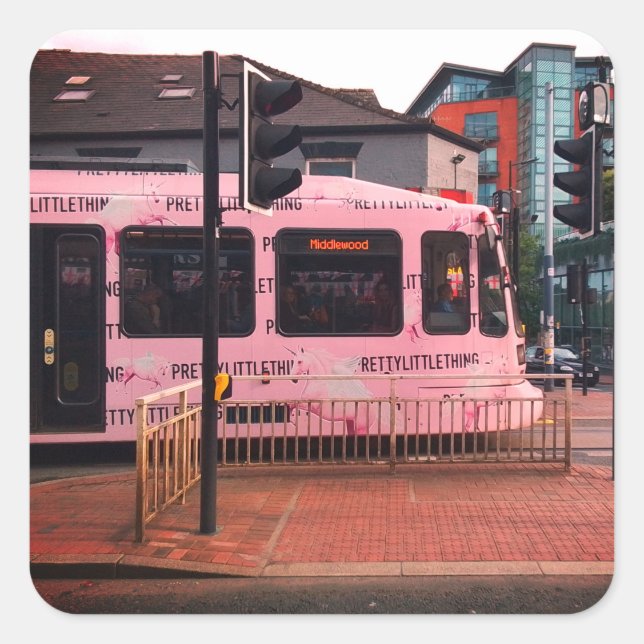 Sticker Carré Tramway rose (Devant)