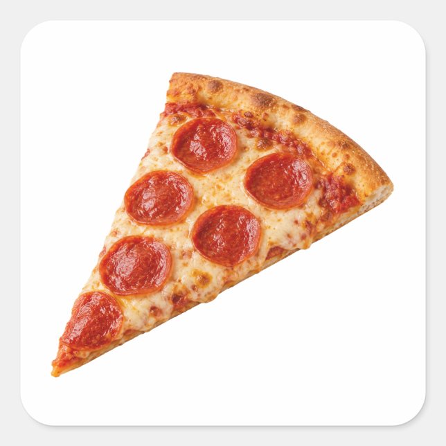 Sticker Carré Tranche de pizza au pepperoni isolée (Devant)