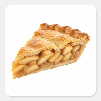 Sticker Carré Tranche de tarte aux pommes isolée sur fond blanc