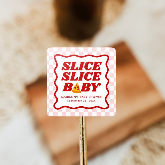 Sticker Carré Tranche Tranche Bébé Fête de Bébé Pizza (Créateur téléchargé)