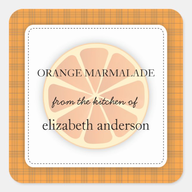 Sticker Carré Tranches orange avec Plaid de la cuisine du Étique (Devant)