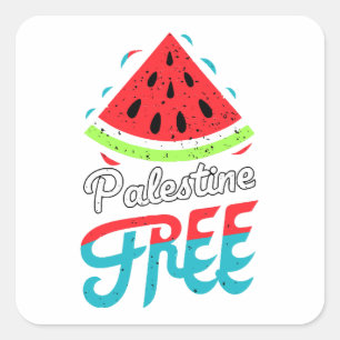Sticker Carré Tranches paisibles Watermelon Free Palestine - Sou