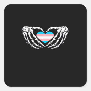 Sticker Carré Trans Pride Skeleton Halloween Transgenre Goth He