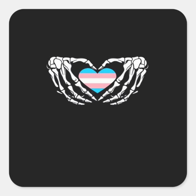 Sticker Carré Trans Pride Skeleton Halloween Transgenre Goth He (Devant)