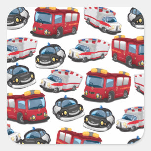 Sticker Carré Transport des services de police, d'ambulance et d
