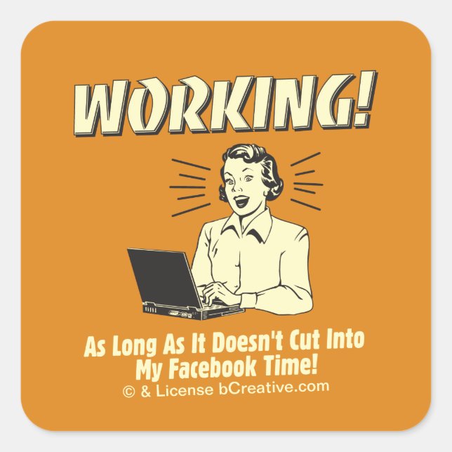 Sticker Carré Travail : Couper dans le temps Facebook (Devant)